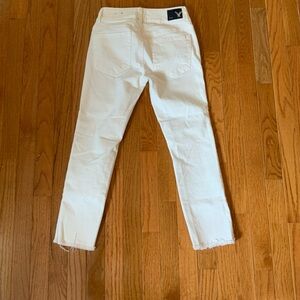 Women low rise crop white jeans